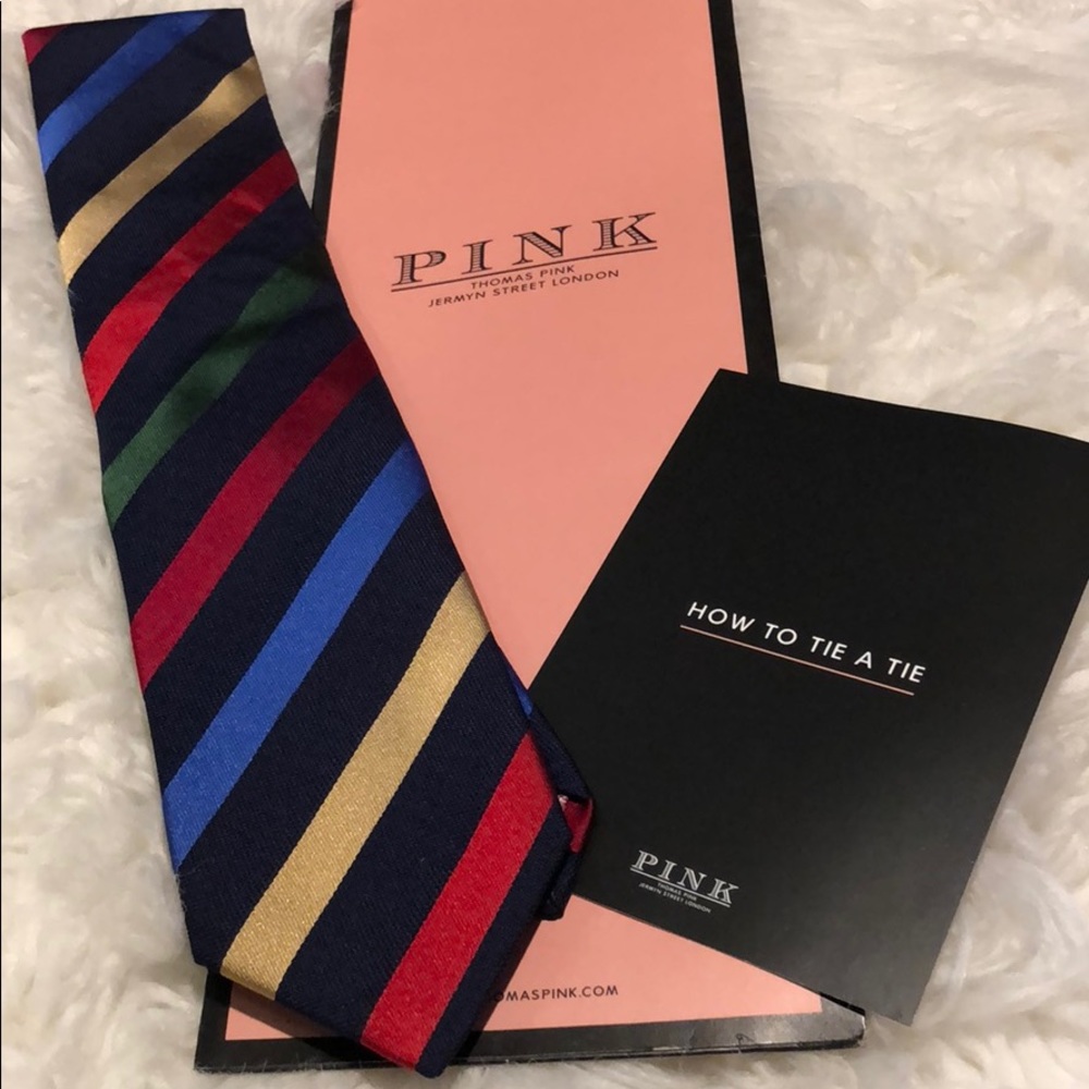 ✨NEW✨ Authentic Thomas Pink Navy Blue Tie wStripes